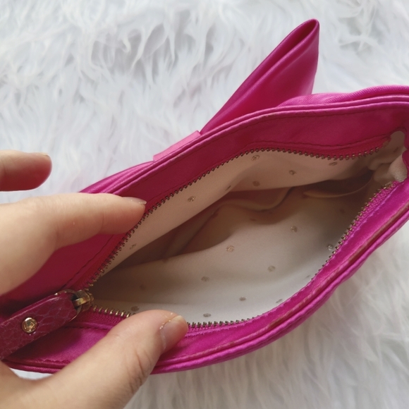 Kate Spade Plaza Bow Pouch Wristlet- Fuchsia - Picture 5 of 5